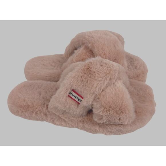 Hunter Crossover Slide Slippers Flatform Womens 9 Cozy Faux Fur Azalea Pink - Picture 3 of 7